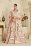 Cream Colour Silk With Embroidery Work Lahenga With Blouse Dupatta Suppliers In India KF 2111